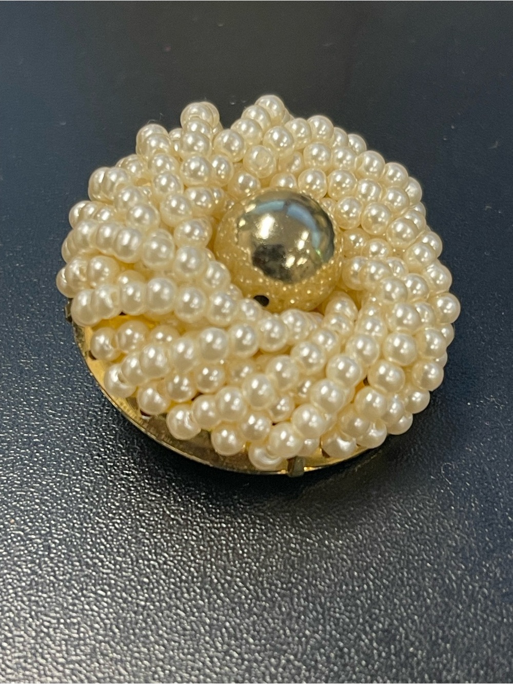 Pearl Cluster Brooch with Gold Accent - Ivory